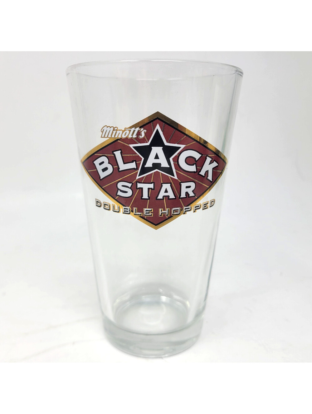 Minott's Black Star Double Hopped Pint Glass Beer Lager Great Northern Brewing